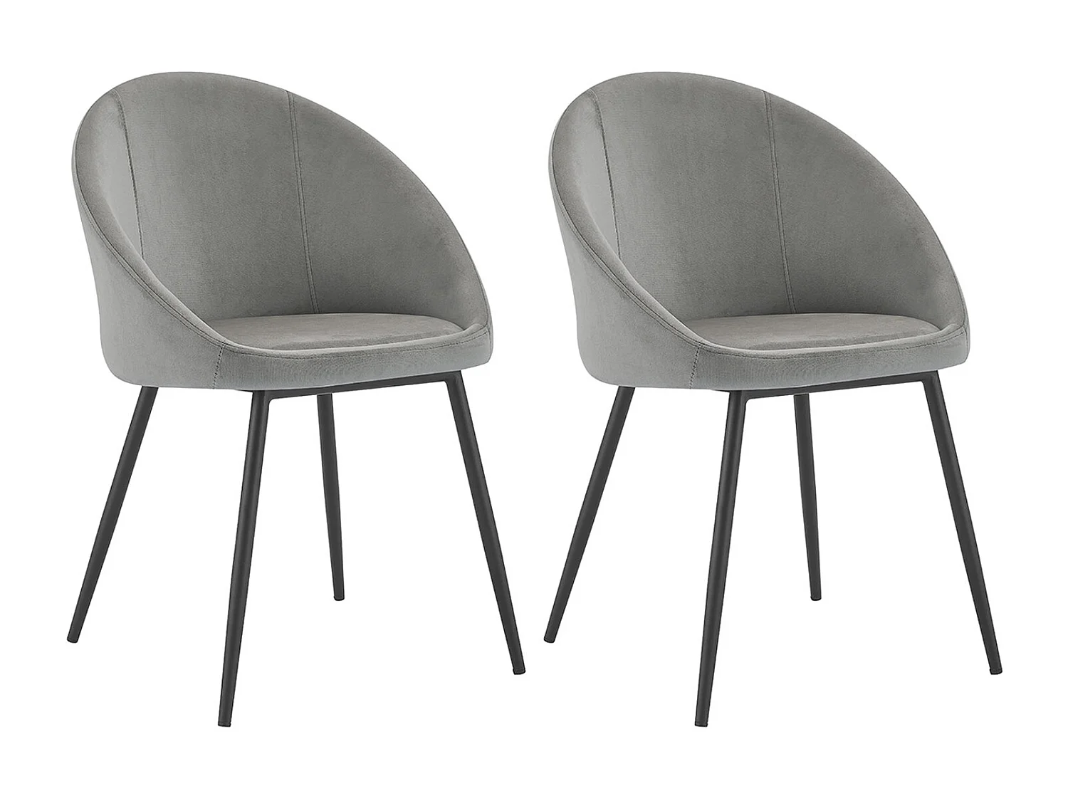 Lot de 2 chaises vintage DIANE velours gris - HAPPY GARDEN