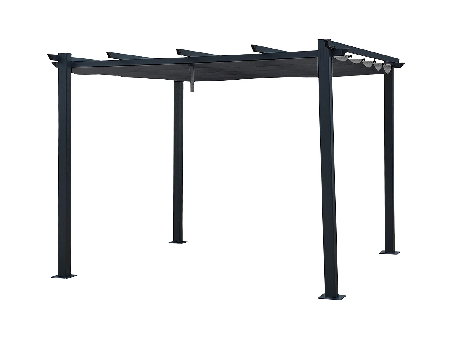 Pergola autoportante 3 × 3m CASSIS grise - structure aluminium - HAPPY GARDEN