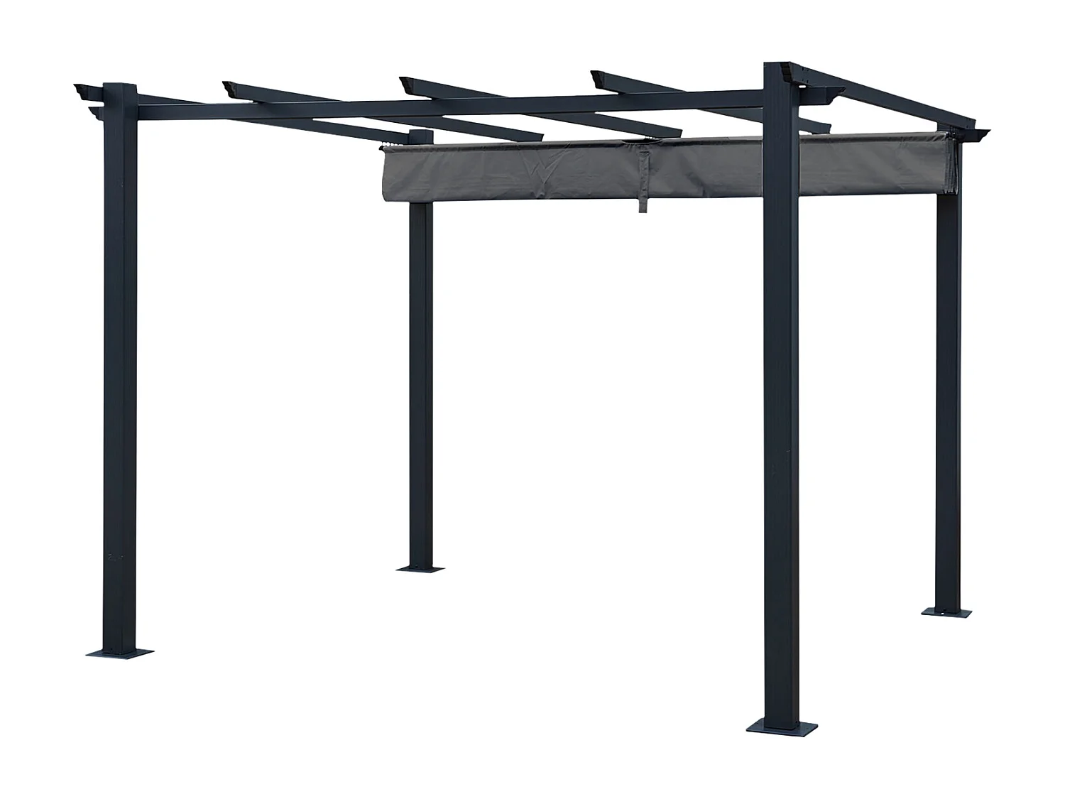 Pergola autoportante 3 × 3m CASSIS grise - structure aluminium - HAPPY GARDEN