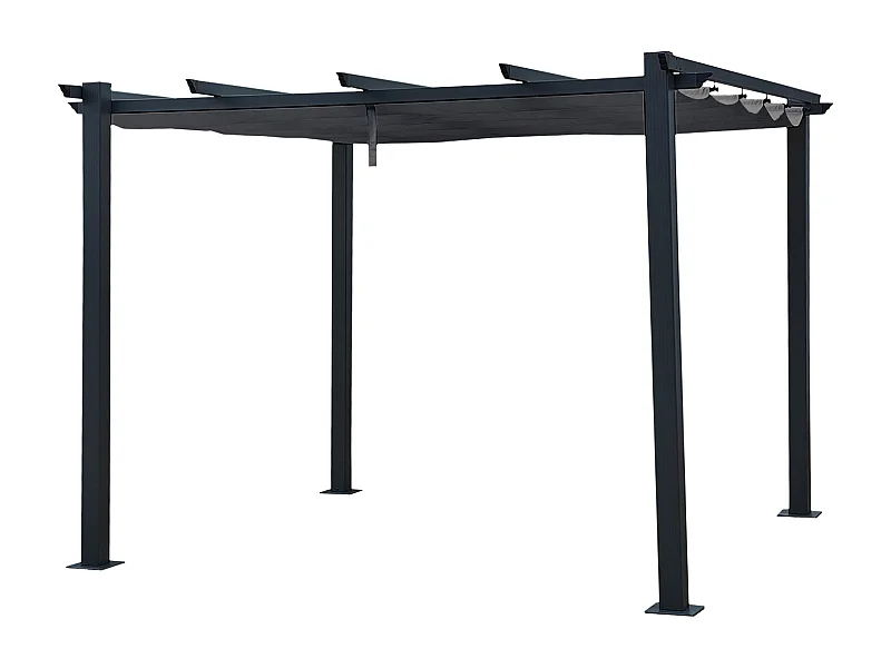 Pergola autoportante 3 × 3m CASSIS grise - structure aluminium - HAPPY GARDEN