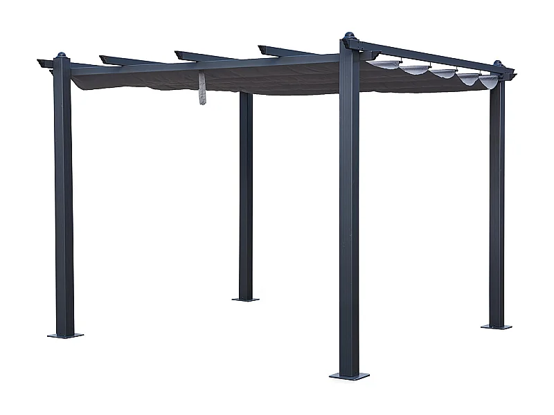 Pergola autoportante 3 × 3m CASSIS grise - structure aluminium - HAPPY GARDEN
