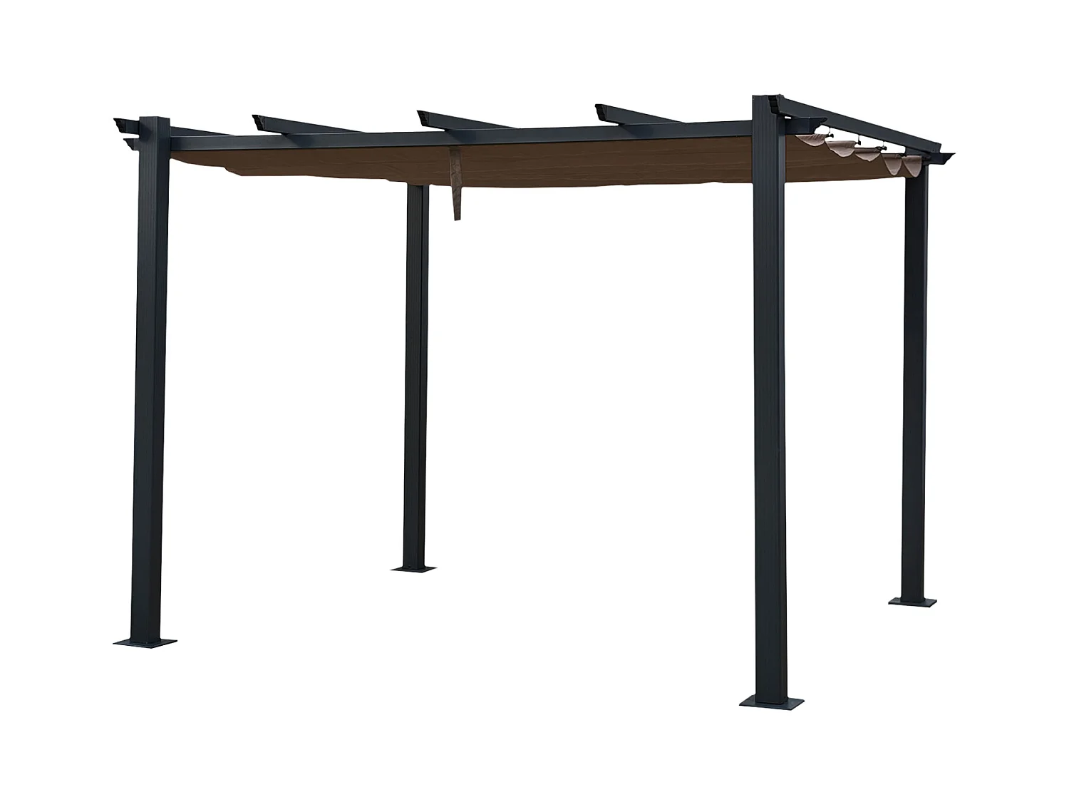 Pergola autoportante 3 × 3m CASSIS taupe - structure aluminium - HAPPY GARDEN