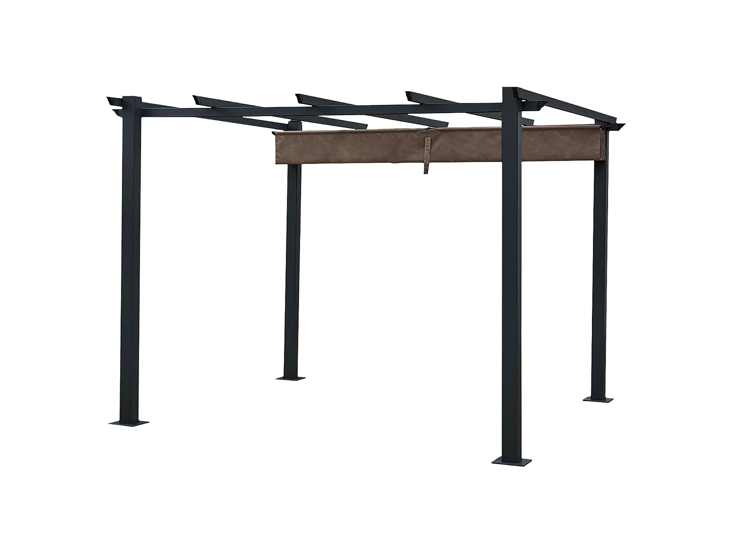Pérgola autoportante marrón grisácea 3 × 3m CASSIS estructura de aluminio