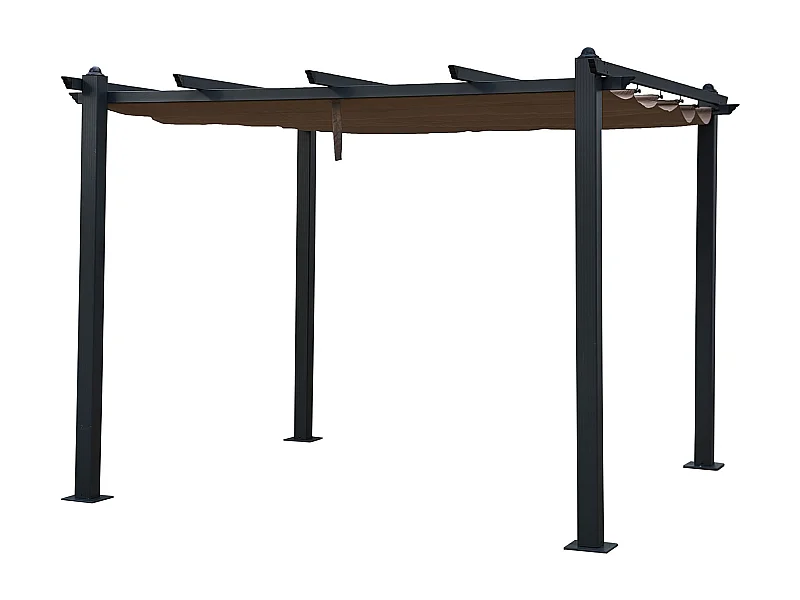 Pergola autoportante 3 × 3m CASSIS taupe - structure aluminium - HAPPY GARDEN