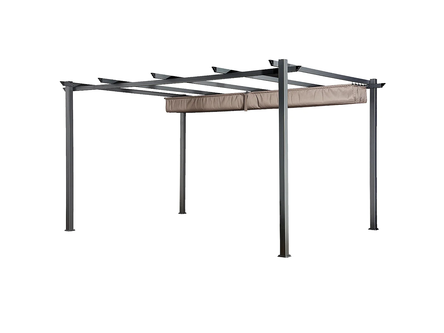 Freistehende Pergola 3 × 4m CASSIS taupe - Aluminiumstruktur