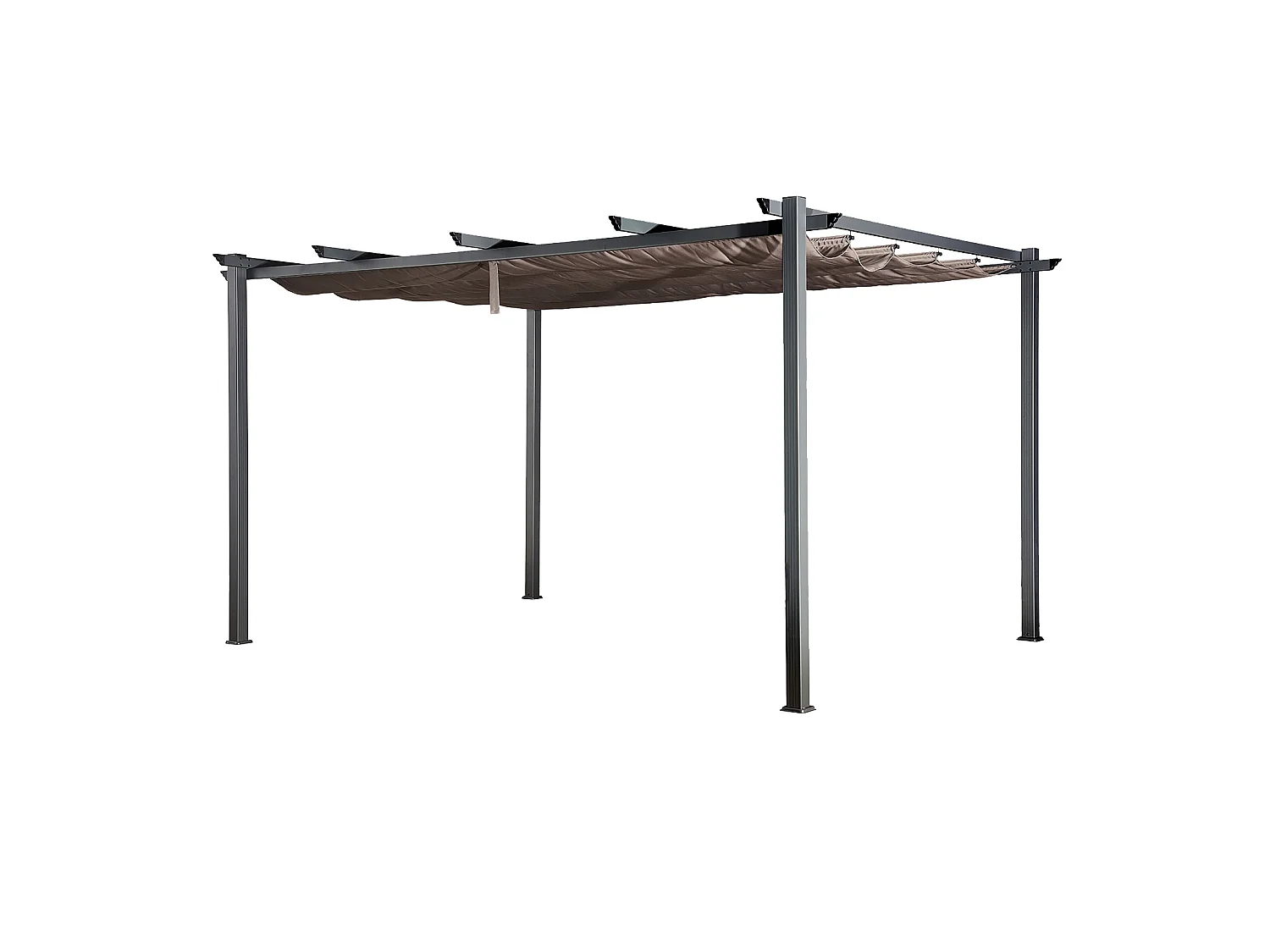 Pergola autoportante 3 × 4m CASSIS taupe - structure aluminium - HAPPY GARDEN