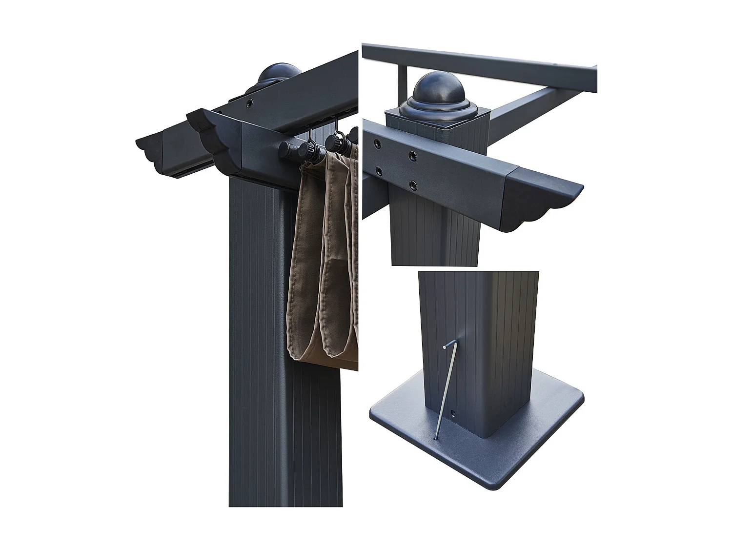 Pergola autoportante 3 × 4m CASSIS taupe - structure aluminium - HAPPY GARDEN