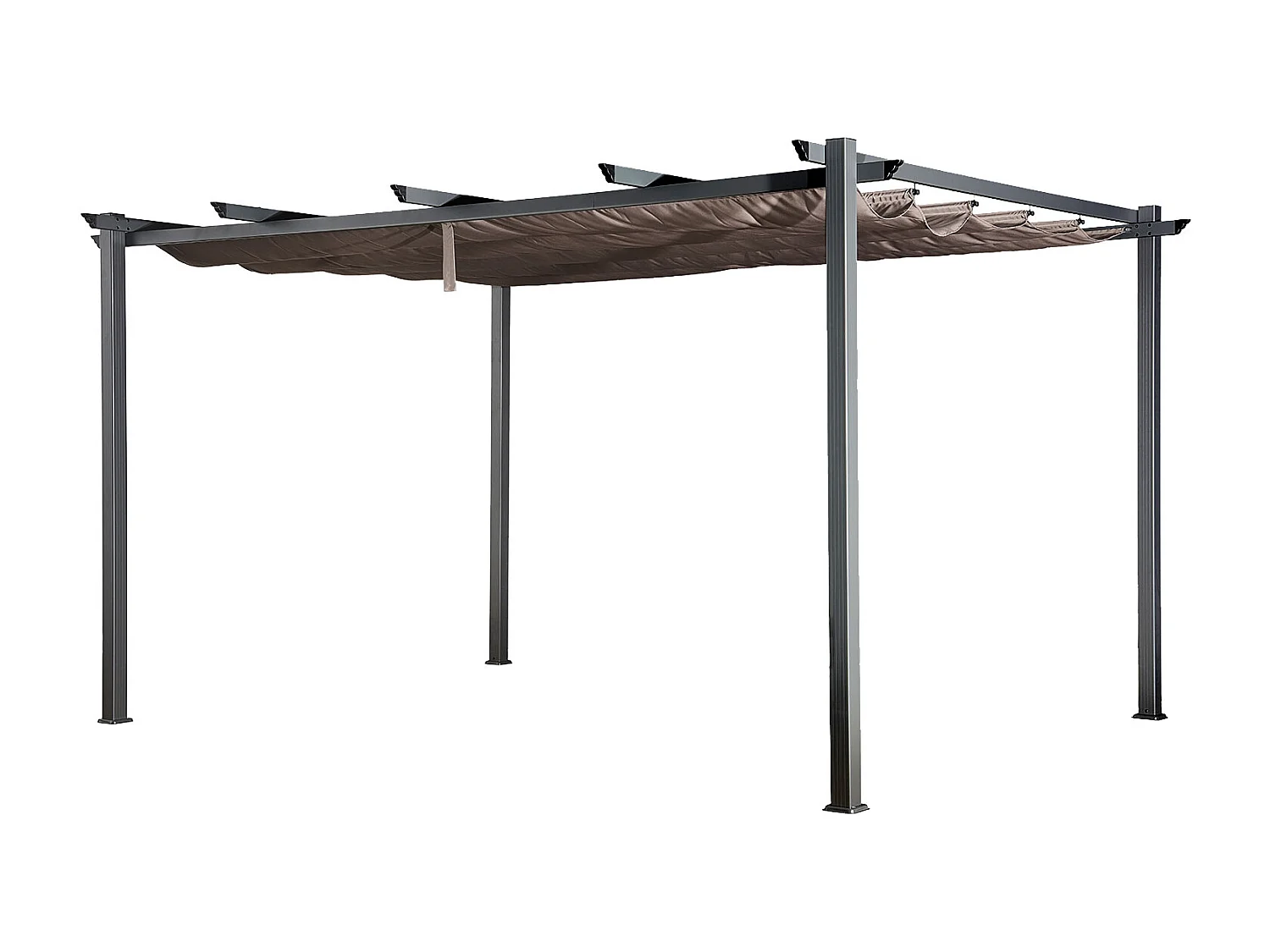 Pergola autoportante 3 × 4m CASSIS taupe - structure aluminium - HAPPY GARDEN