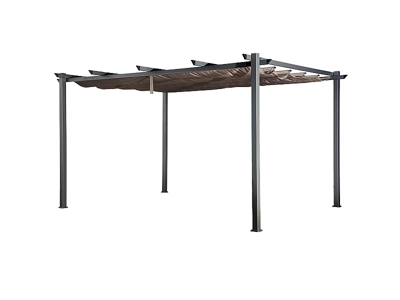Pergola autoportante 3 × 4m CASSIS taupe - structure aluminium - HAPPY GARDEN