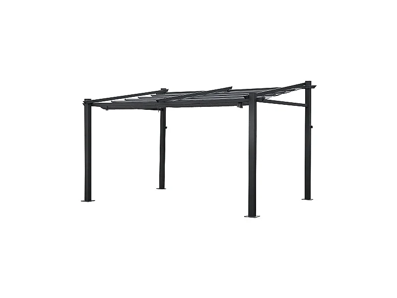 Pérgula montada na parede 3 × 4m FRÉJUS cinzento - estrutura de alumínio