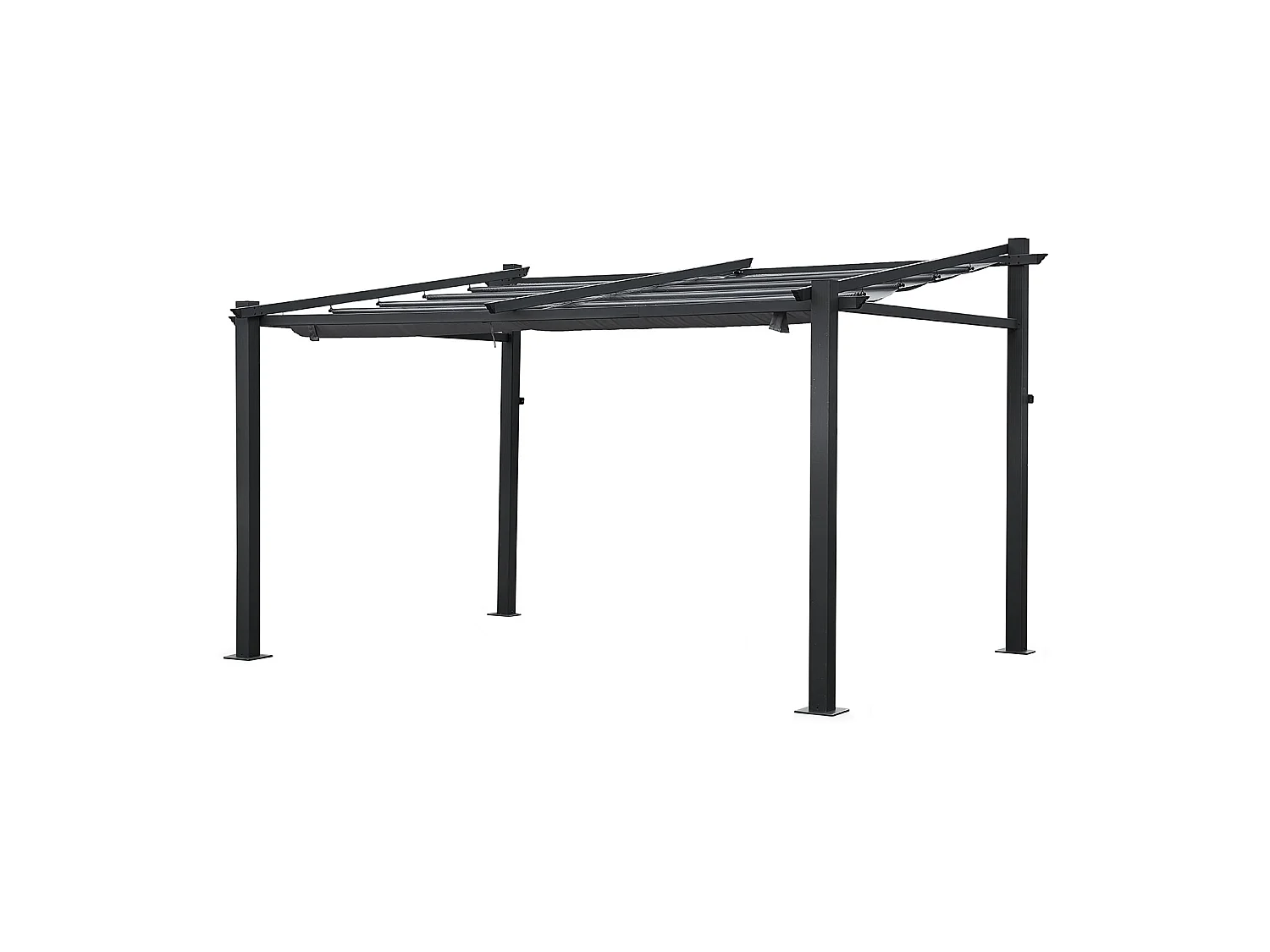 Pergola murale 3 × 4m FRÉJUS grise - structure aluminium - HAPPY GARDEN