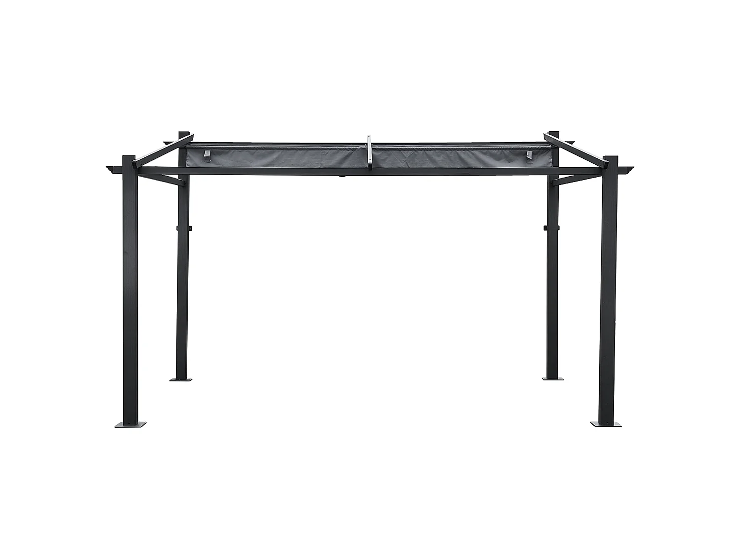 Pergola murale 3 × 4m FRÉJUS grise - structure aluminium - HAPPY GARDEN