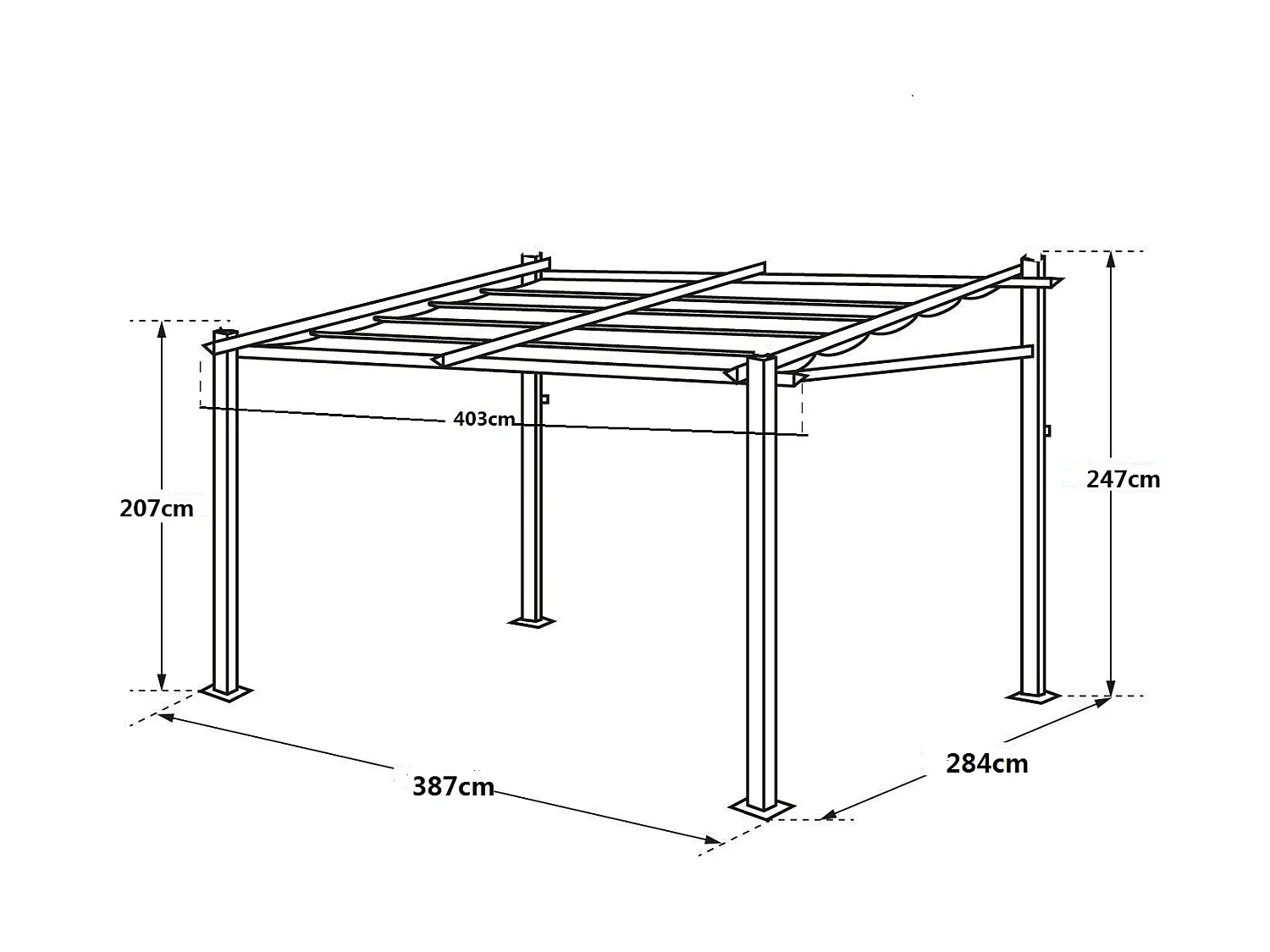 Pergola murale 3 × 4m FRÉJUS grise - structure aluminium - HAPPY GARDEN