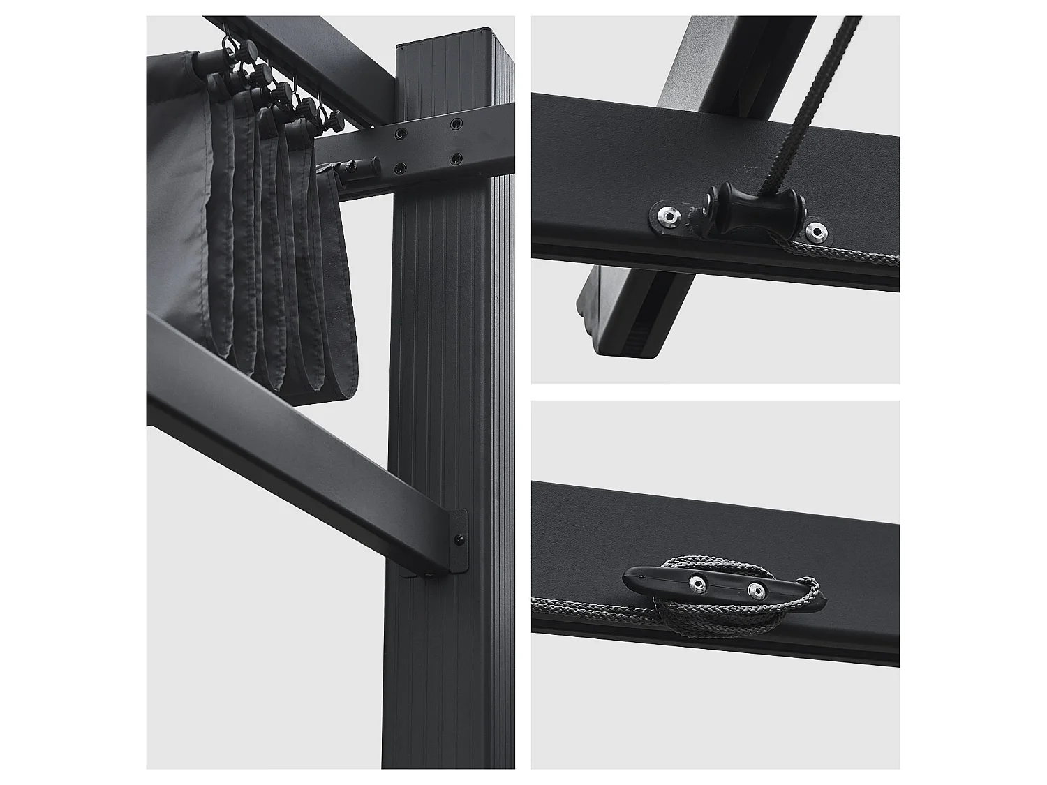 Pérgola mural 3 × 4m FRÉJUS gris estructura de aluminio