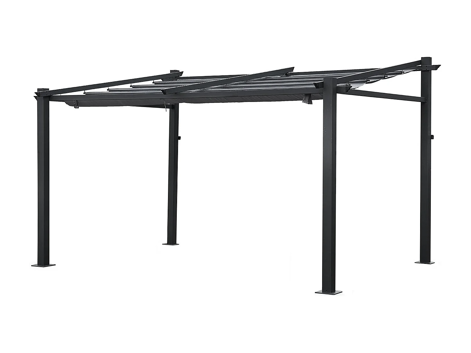 Pergola voor wandmontage 3 × 4m FRÉJUS grijs - aluminium structuur