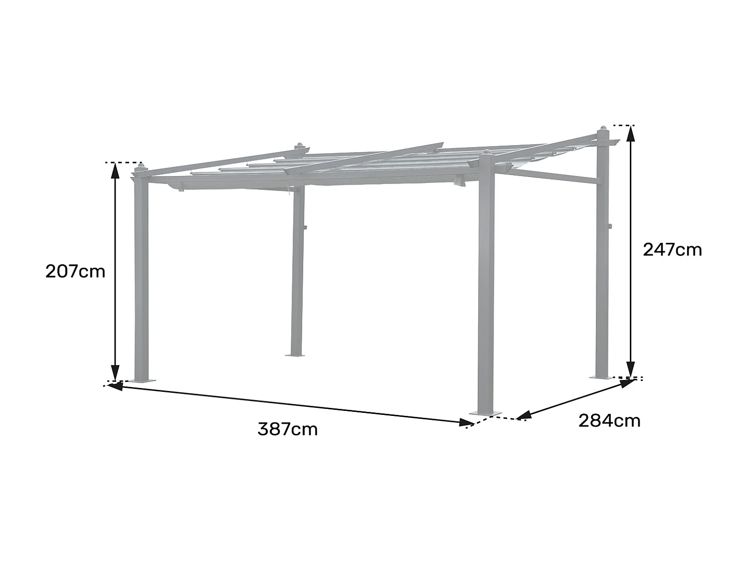 Pérgola mural 3 × 4m FRÉJUS gris estructura de aluminio