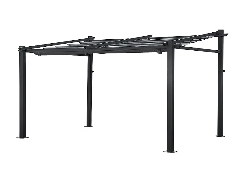 Wandpergola 3 × 4m FRÉJUS grau - Aluminiumstruktur