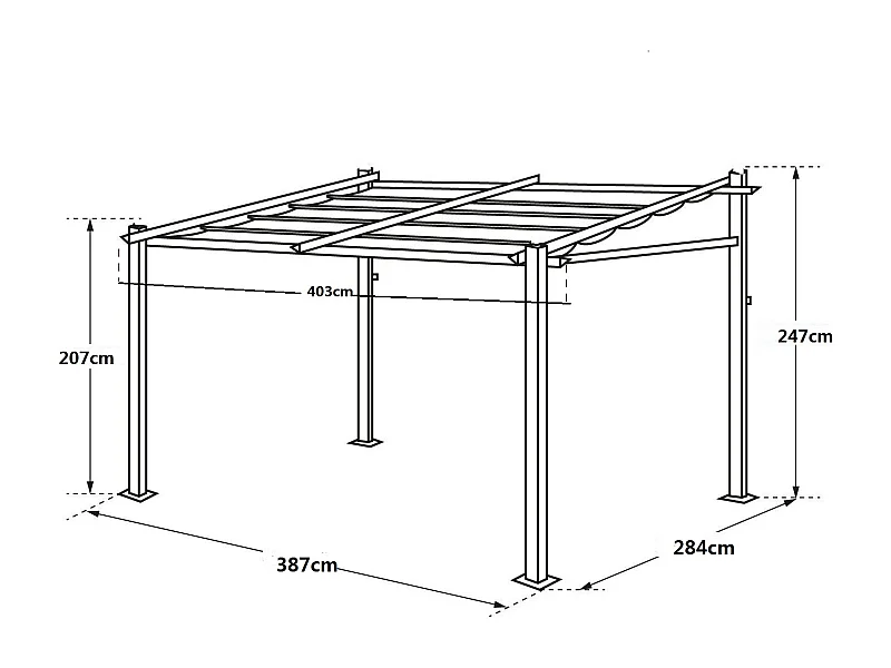 Pergola murale 3 × 4m FRÉJUS grise - structure aluminium - HAPPY GARDEN