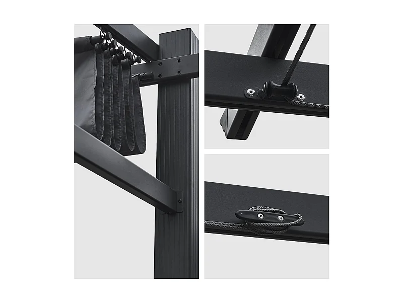 Pergola voor wandmontage 3 × 4m FRÉJUS grijs - aluminium structuur