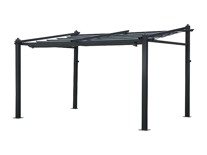 Pergola voor wandmontage 3 × 4m FRÉJUS grijs - aluminium structuur