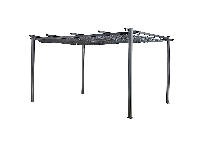 Pergola autoportante 3 × 4m CASSIS grise - structure aluminium - HAPPY GARDEN