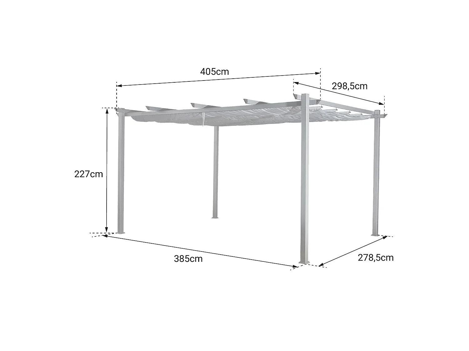 Freistehende Pergola 3 × 4m CASSIS grau - Aluminiumstruktur