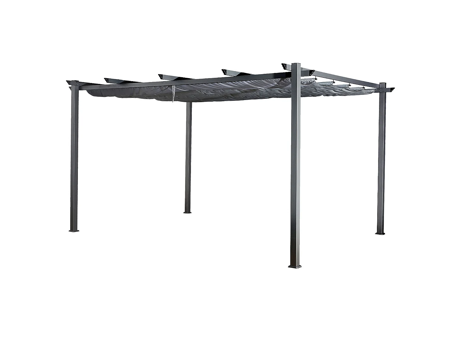 Pergola autoportante 3 × 4m CASSIS grise - structure aluminium - HAPPY GARDEN