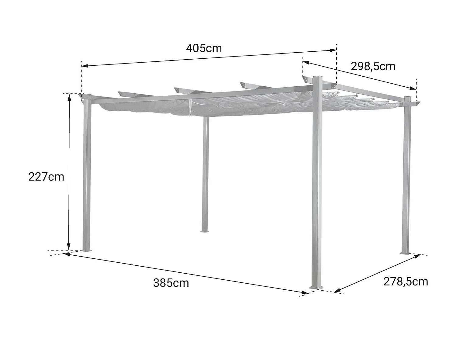 Pergola autoportante 3 × 4m CASSIS grise - structure aluminium - HAPPY GARDEN