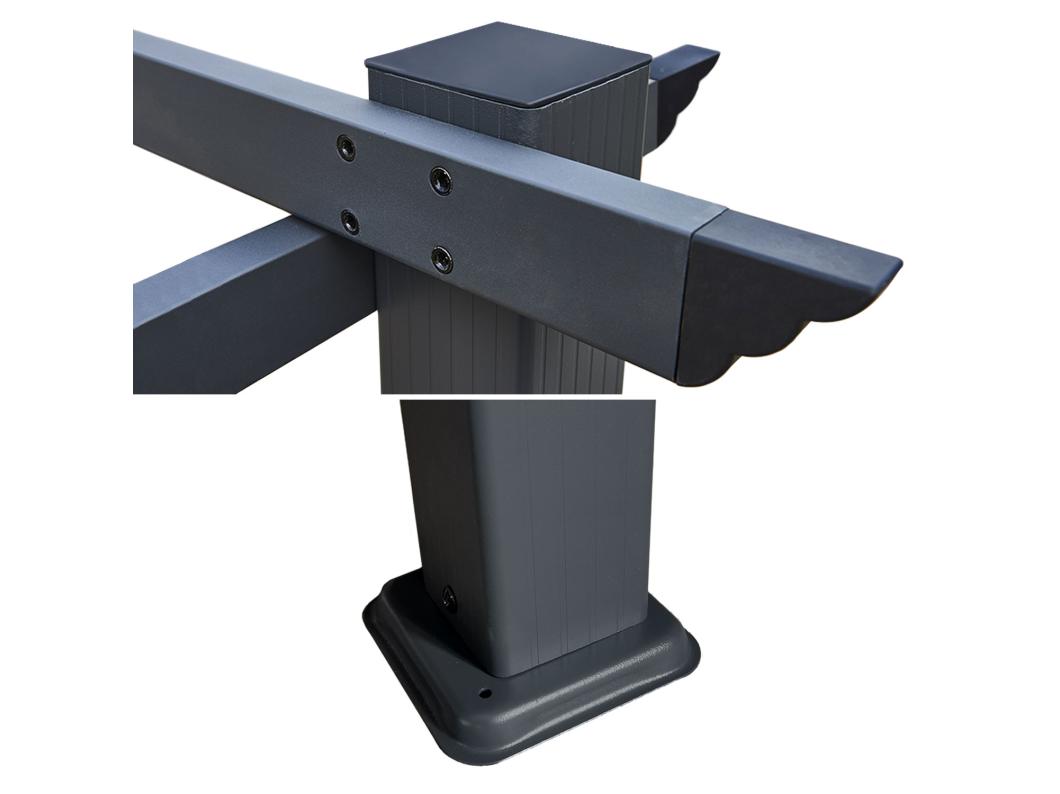 Zelfdragende pergola 3 × 4m CASSIS grijs - aluminium structuur