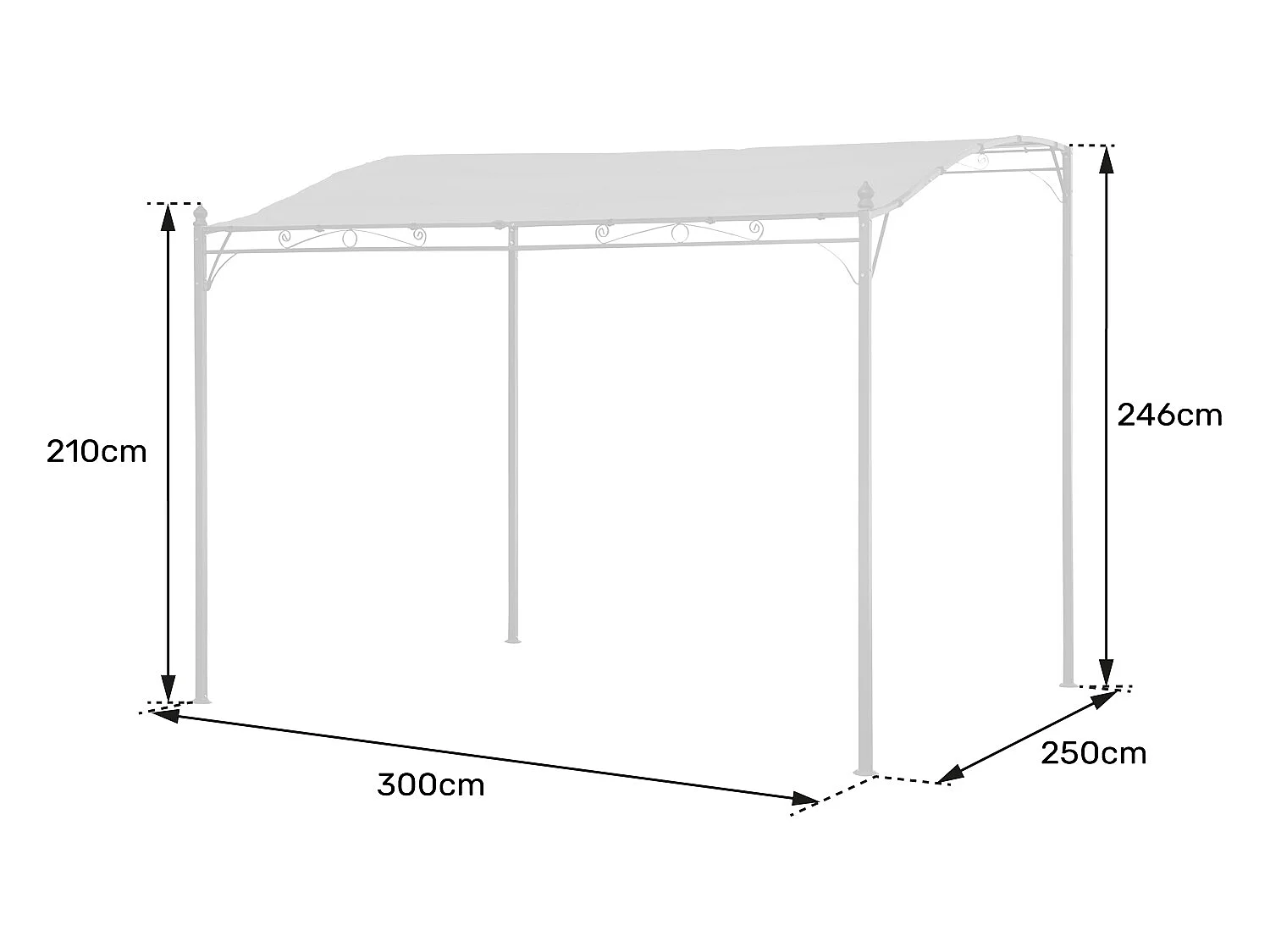 Pergola voor wandmontage 3 × 2,5m NICE grijs