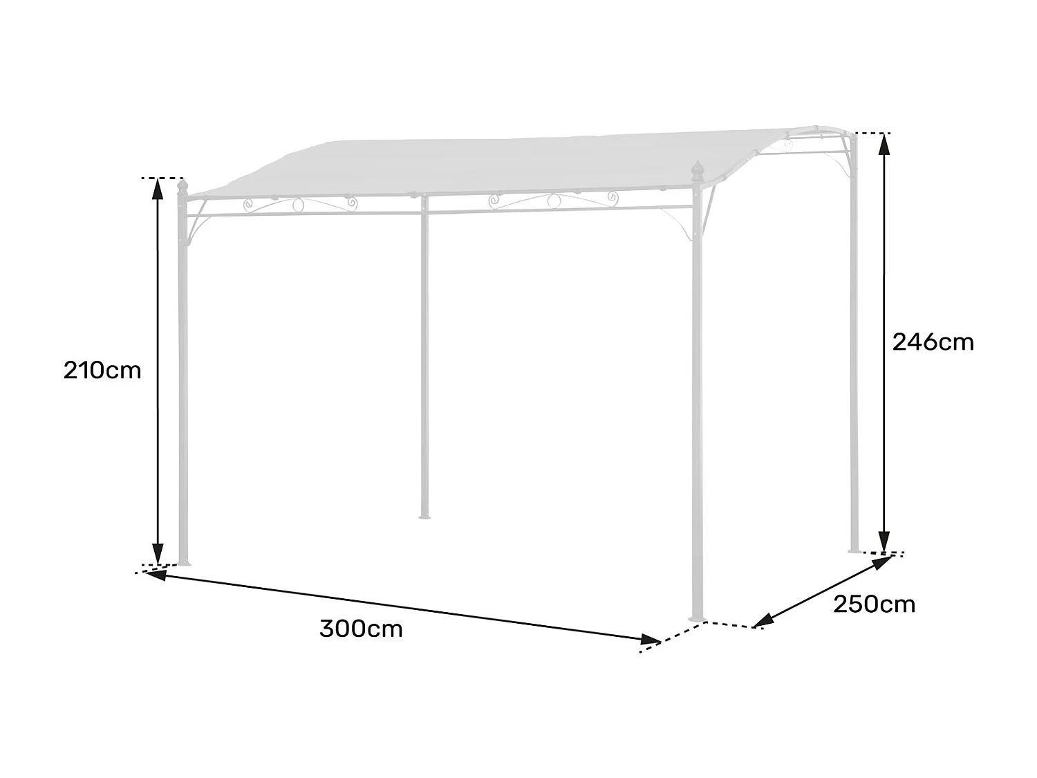 Pergola voor wandmontage 3 × 2,5m NICE grijs