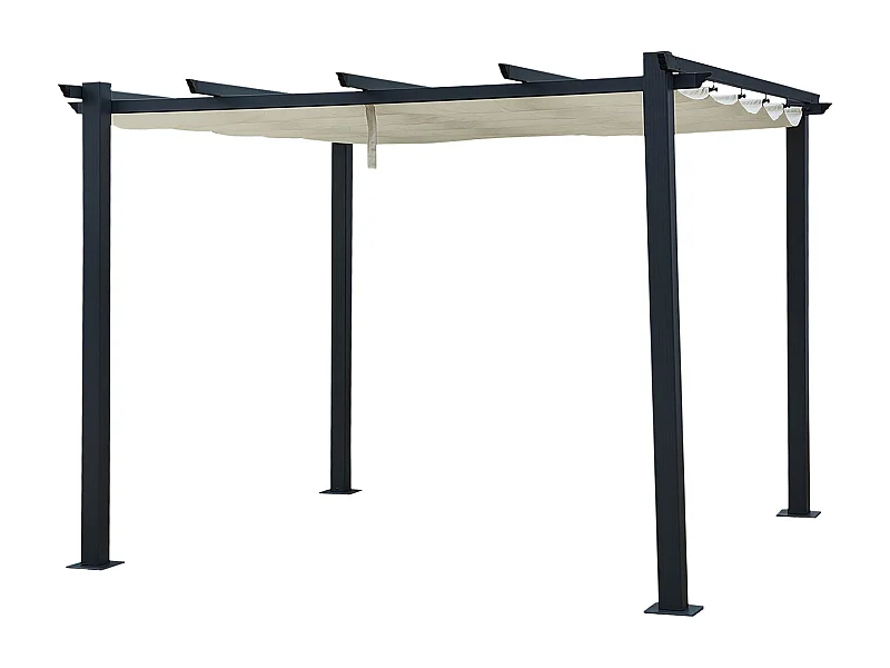 Vrijstaande pergola 3 × 3m CASSIS beige - aluminium structuur