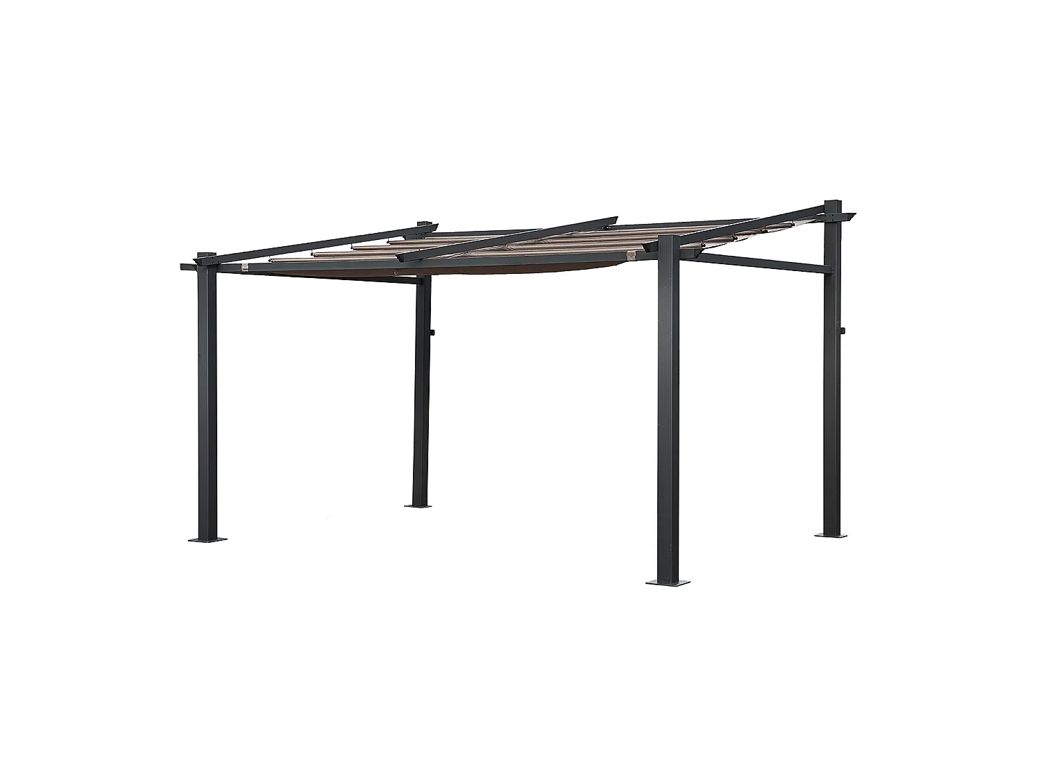 Pergola murale 3 × 4m FRÉJUS taupe - structure aluminium - HAPPY GARDEN