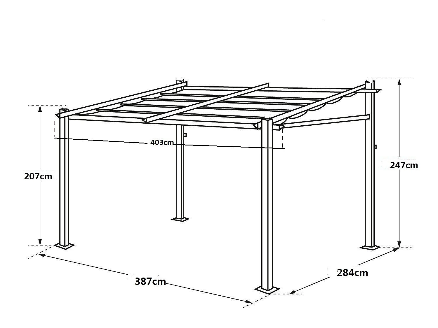 Pérgola mural 3 × 4m FRÉJUS topoestructura de aluminio