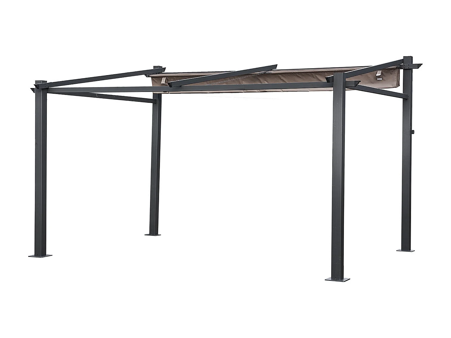 Pergola murale 3 × 4m FRÉJUS taupe - structure aluminium - HAPPY GARDEN