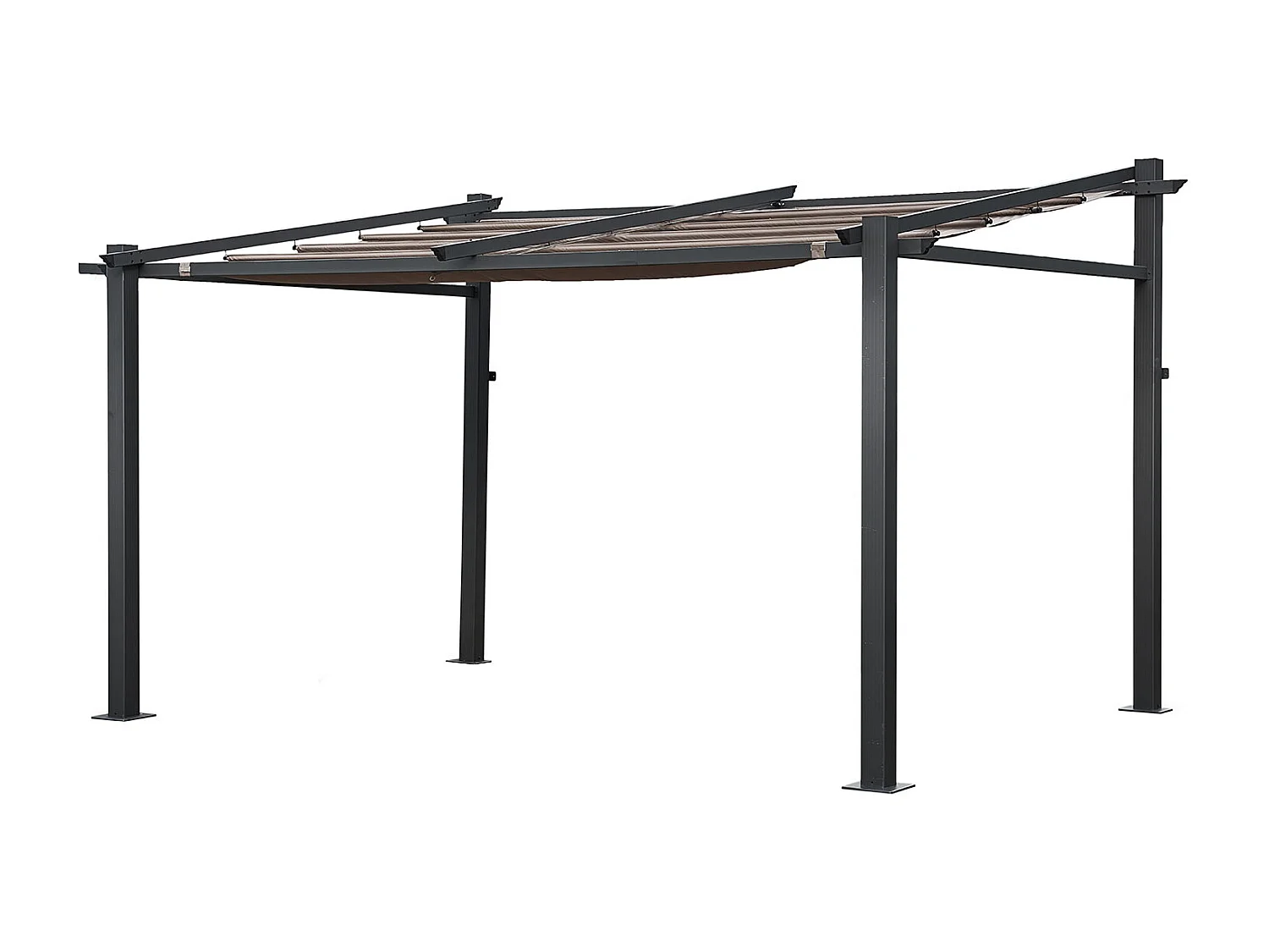Pergola murale 3 × 4m FRÉJUS taupe - structure aluminium - HAPPY GARDEN