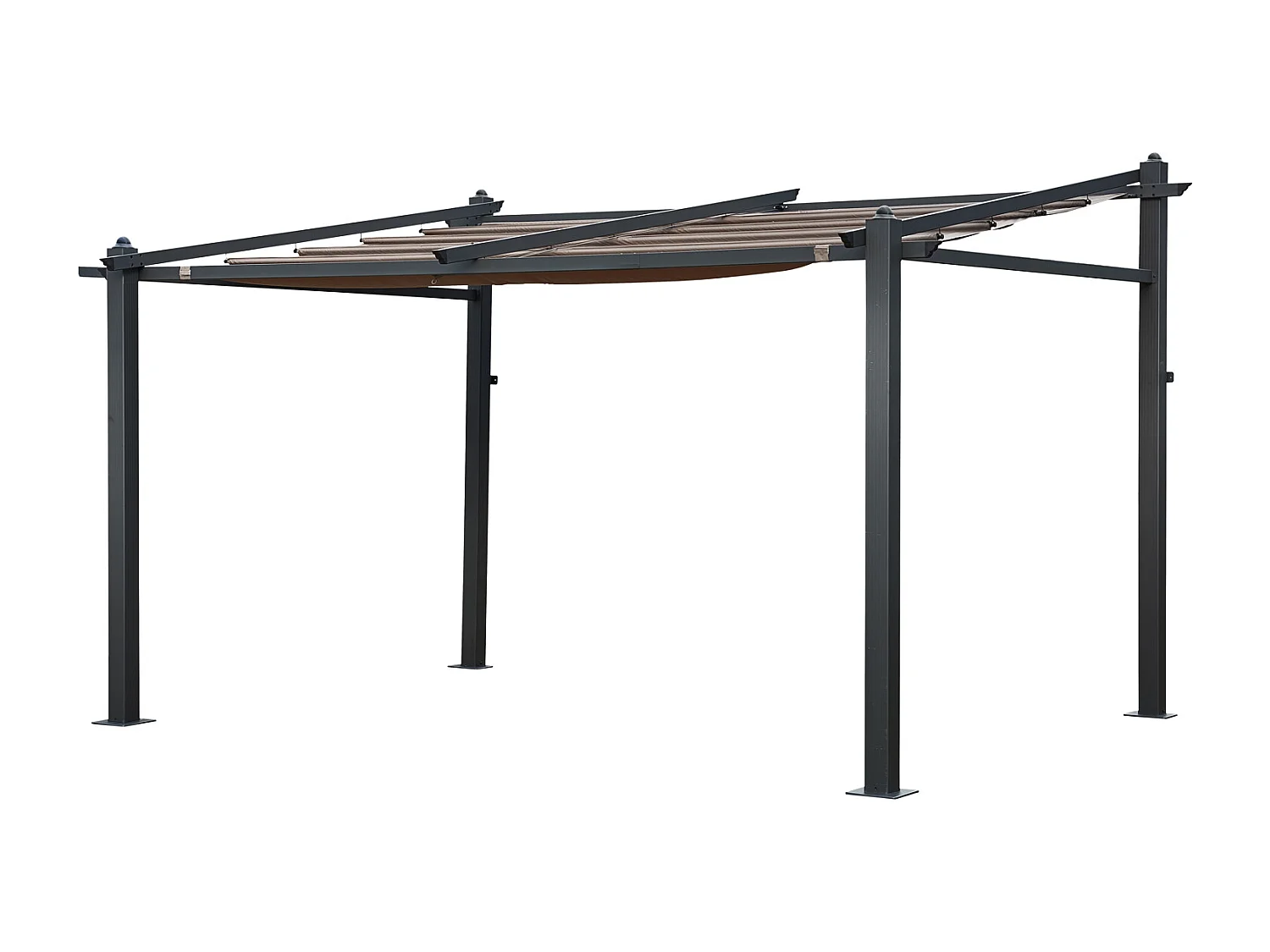 Pergola voor wandmontage 3 × 4m FRÉJUS taupe - aluminium structuur