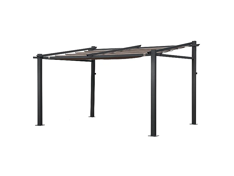 Pergola murale 3 × 4m FRÉJUS taupe - structure aluminium - HAPPY GARDEN