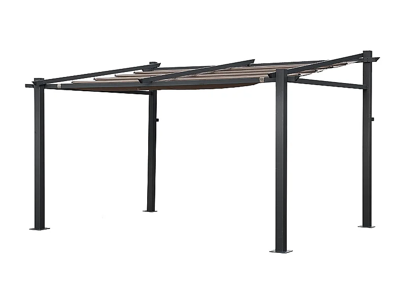 Pergola murale 3 × 4m FRÉJUS taupe - structure aluminium - HAPPY GARDEN