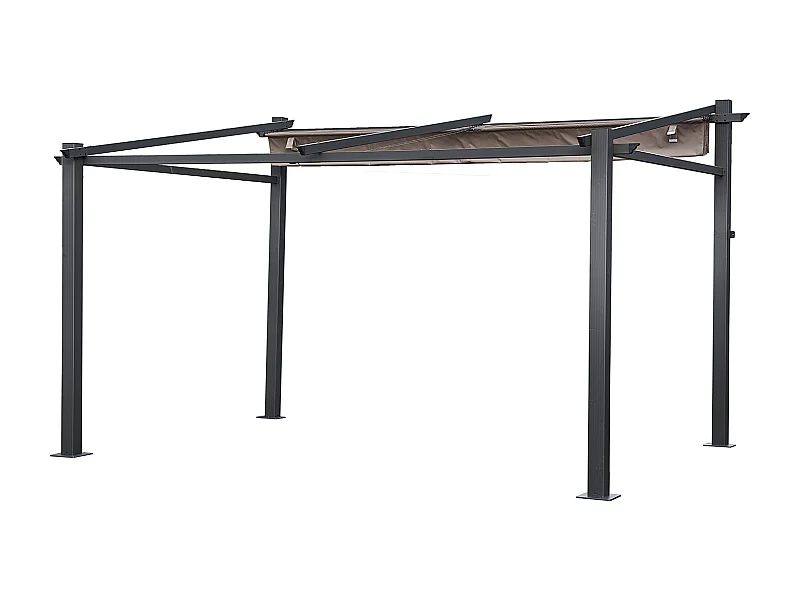 Pergola murale 3 × 4m FRÉJUS taupe - structure aluminium - HAPPY GARDEN