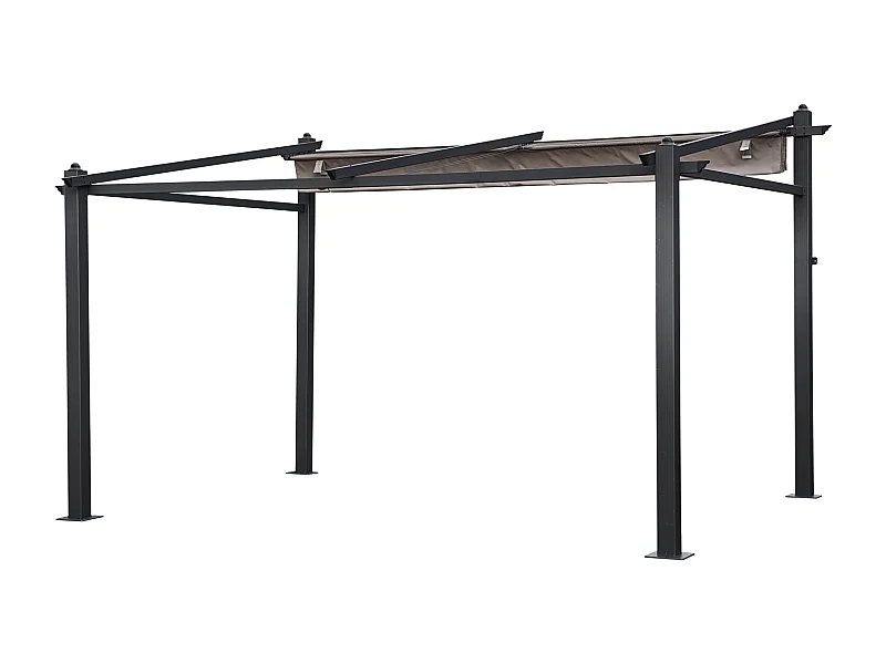 Pergola murale 3 × 4m FRÉJUS taupe - structure aluminium - HAPPY GARDEN