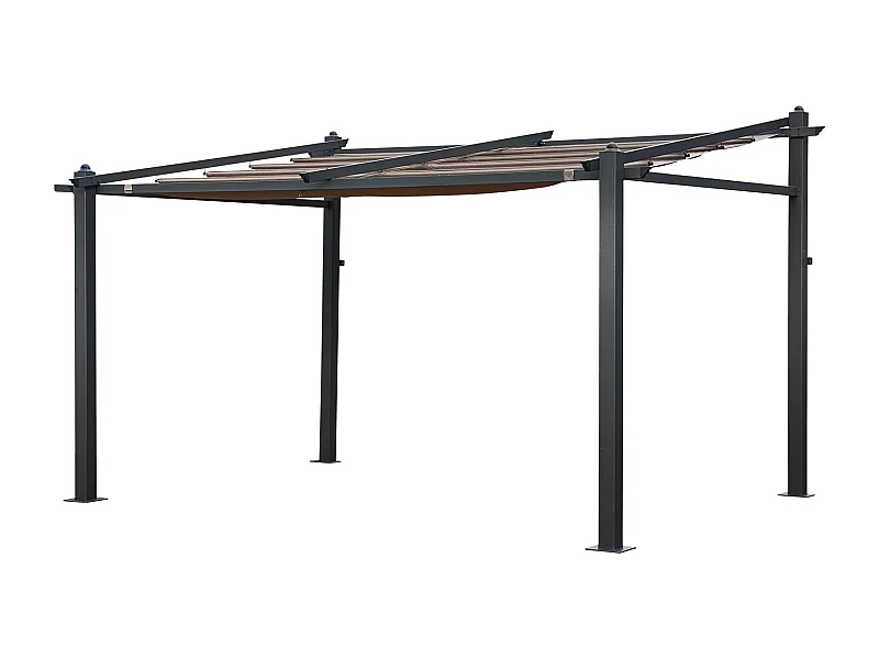 Pergola voor wandmontage 3 × 4m FRÉJUS taupe - aluminium structuur