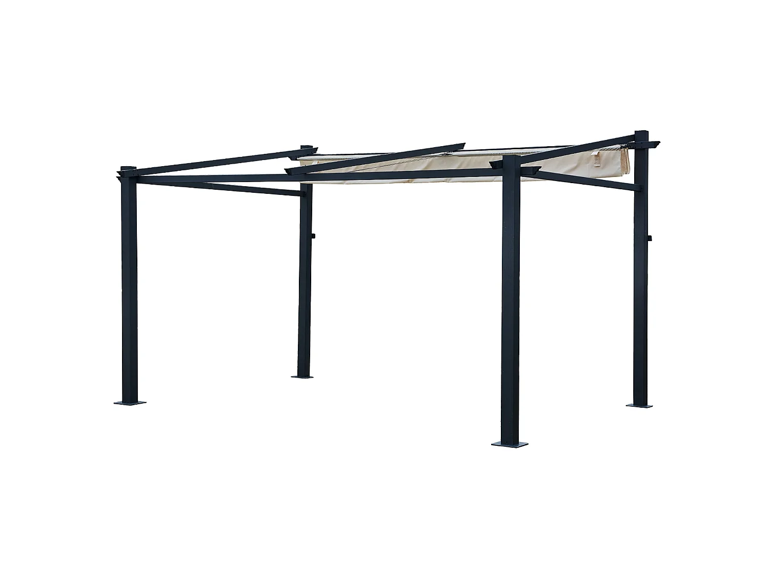 Pérgola mural 3 × 4m FRÉJUS beige estructura de aluminio