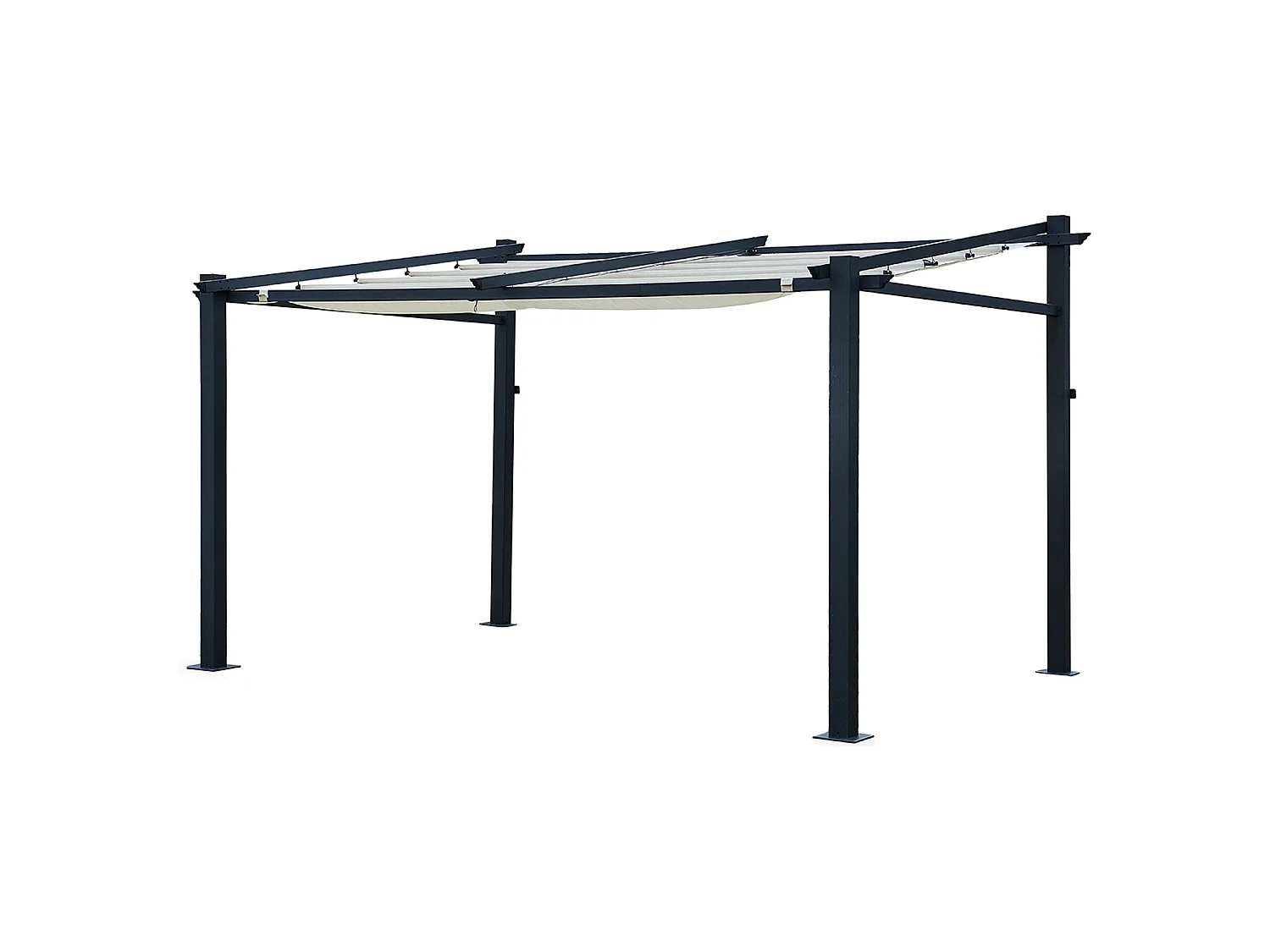 Pergola voor wandmontage 3 × 4m FRÉJUS beige - aluminium structuur