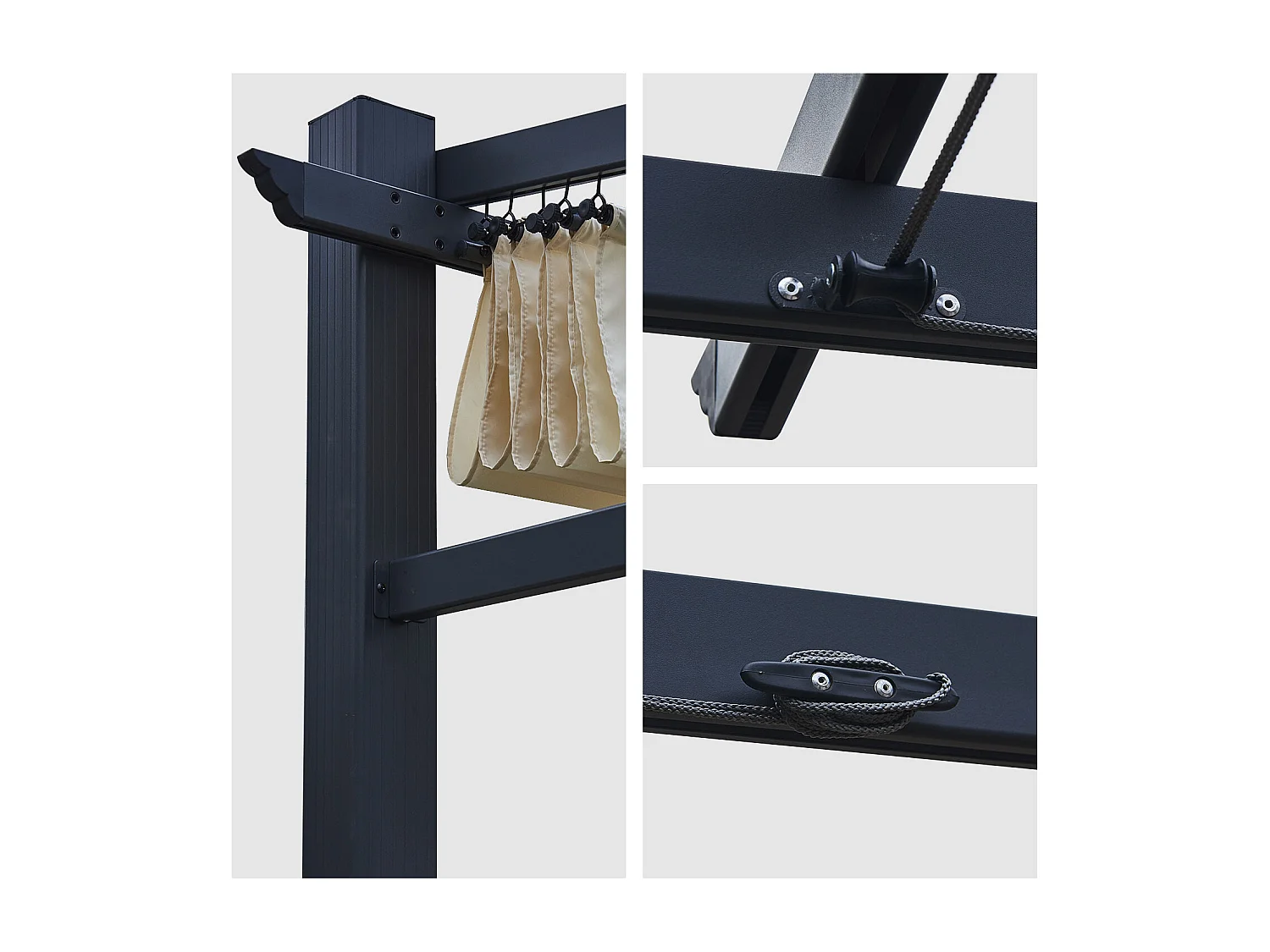 Pergola voor wandmontage 3 × 4m FRÉJUS beige - aluminium structuur