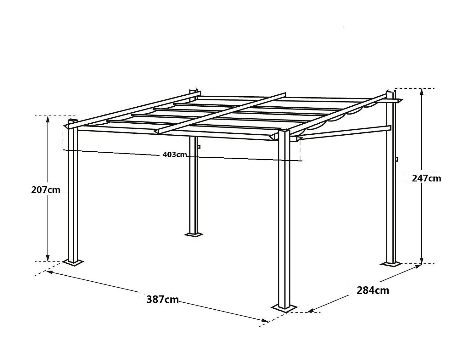 Pérgola mural 3 × 4m FRÉJUS beige estructura de aluminio