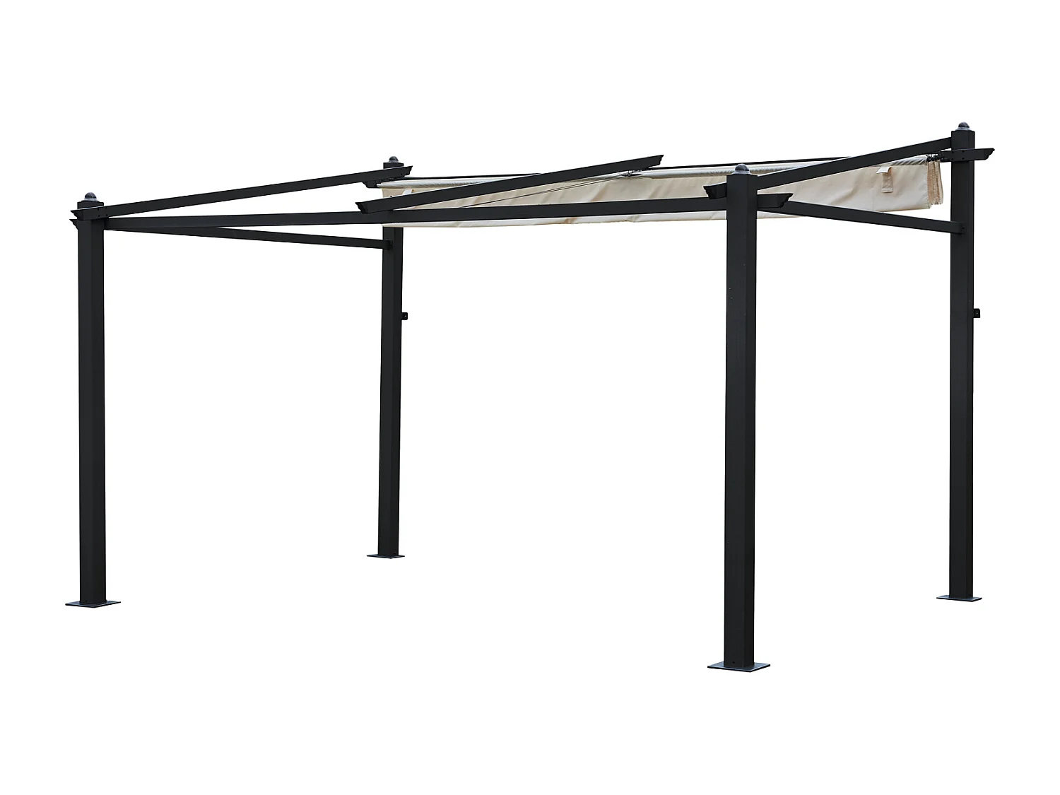Pergola voor wandmontage 3 × 4m FRÉJUS beige - aluminium structuur