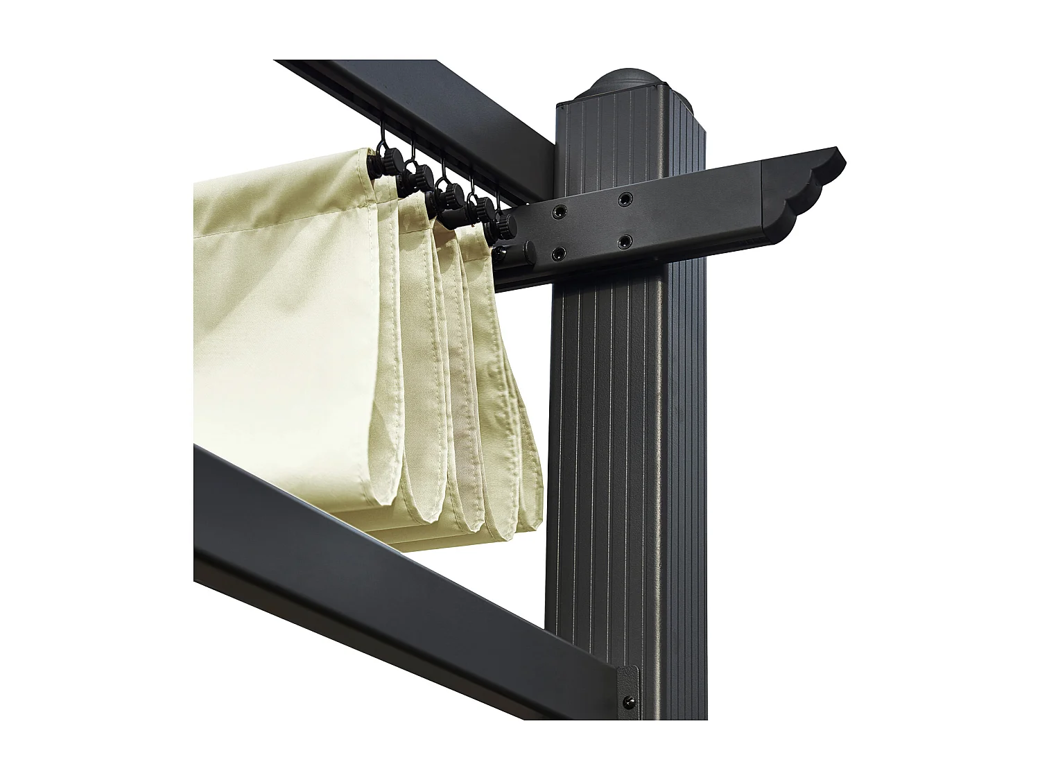 Pergola voor wandmontage 3 × 4m FRÉJUS beige - aluminium structuur