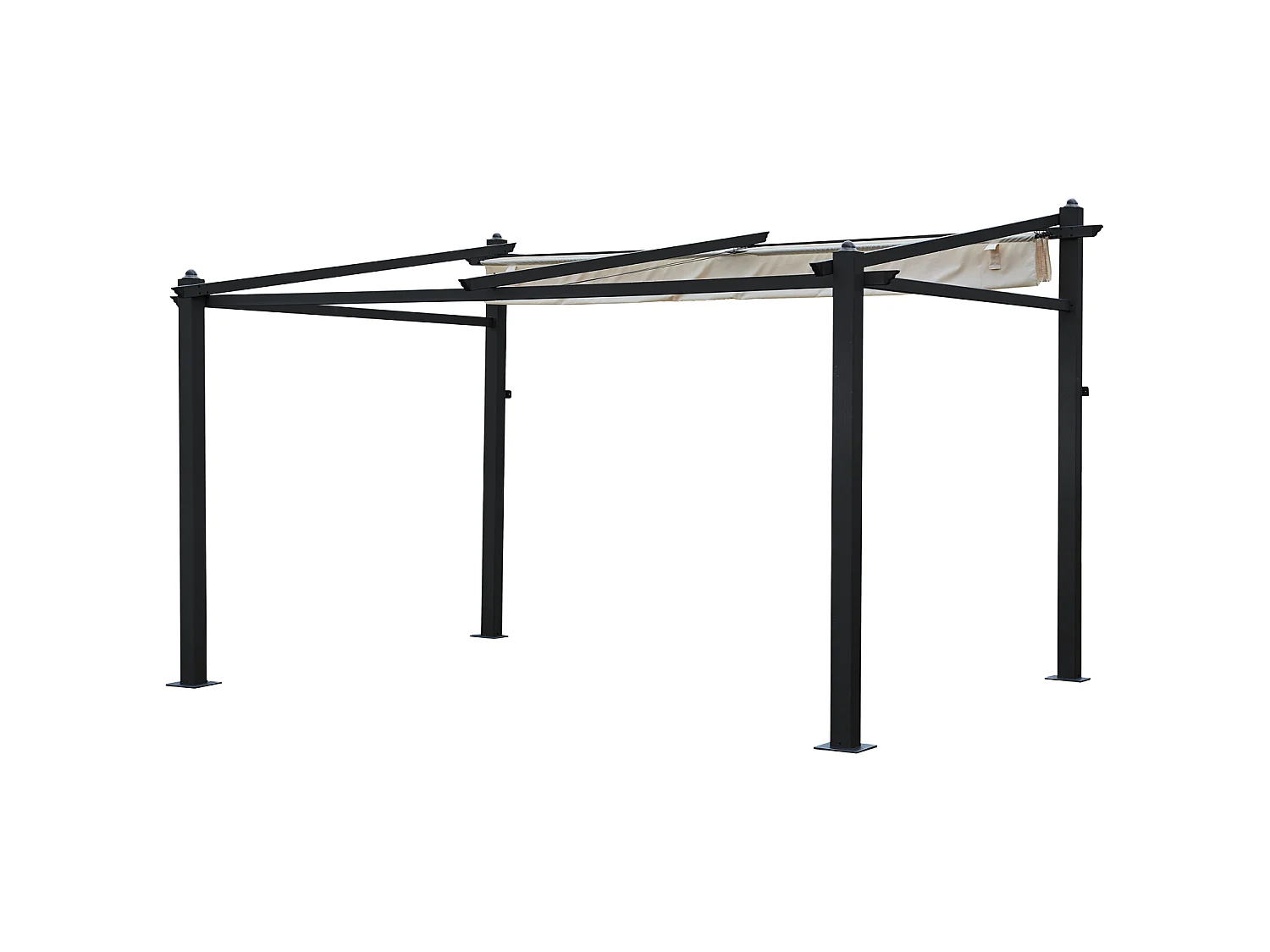 Pergola murale 3 × 4m FRÉJUS beige - structure aluminium - HAPPY GARDEN