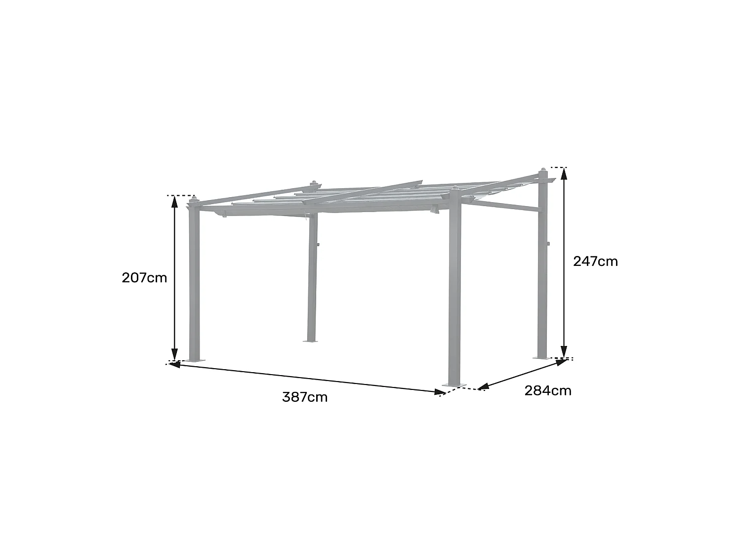 Pergola murale 3 × 4m FRÉJUS beige - structure aluminium - HAPPY GARDEN